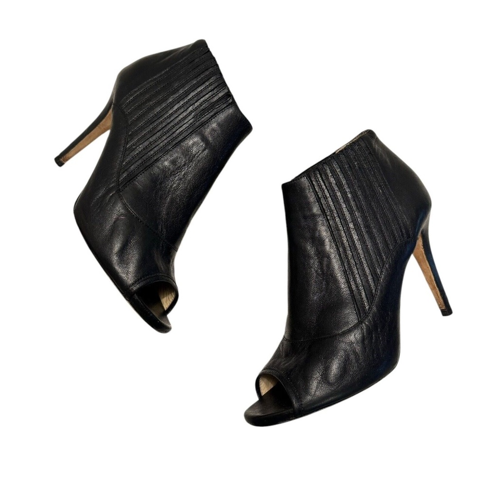 Jimmy Choo Womens Brenna Calfskin Ankle Booties Open Toe Stiletto Sz 41.5